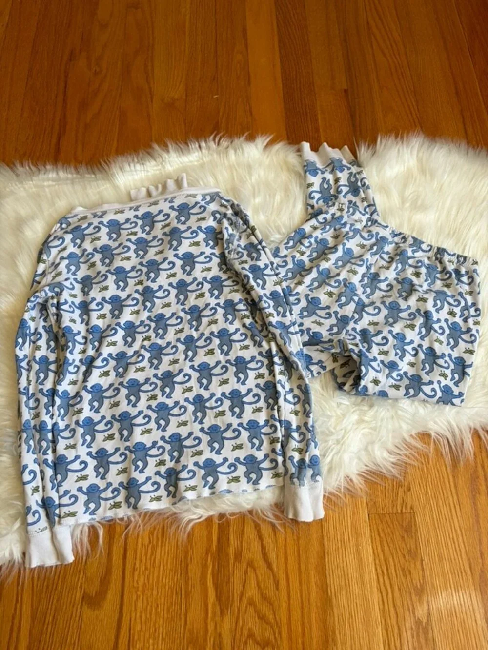 Roller Rabbit Blue Monkey Pajama Set Girls 10